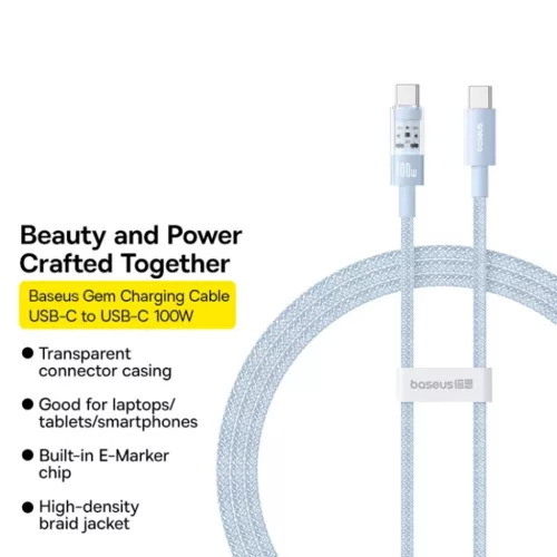 Type-C to Type-C Galaxy Blue Baseus Data Cable Gem (P10373000311-00) S-6932172658830 2 kép