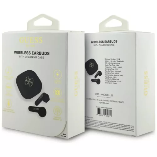 Vezeték nélküli fülhallgató Guess 4G Metal Logo fekete-3666339534011 6 kép