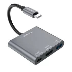 Hub Wozinsky WHCH-01 USB-C PD 100W HDMI 4K@30Hz USB-A 10Gbps - szürke-5907769378911 2 kép