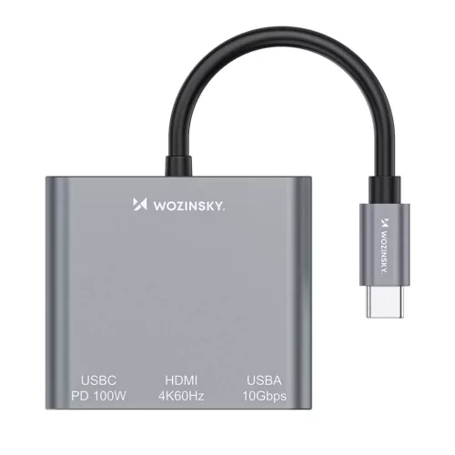 Hub Wozinsky WHCH-01 USB-C PD 100W HDMI 4K@30Hz USB-A 10Gbps - szürke-5907769378911 3 kép