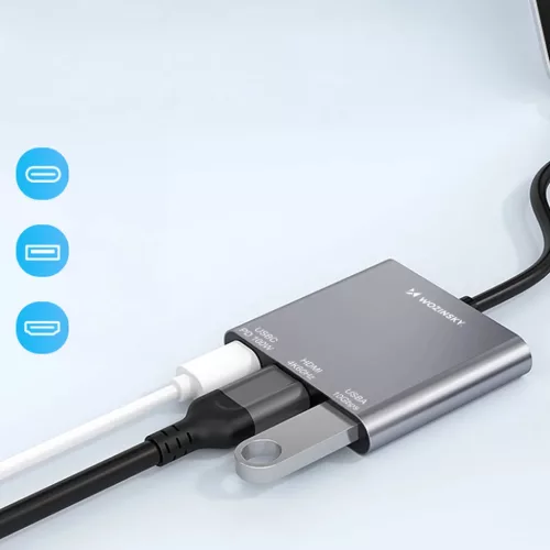 Hub Wozinsky WHCH-01 USB-C PD 100W HDMI 4K@30Hz USB-A 10Gbps - szürke-5907769378911 7 kép