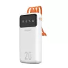 Dudao nagy kapacitású powerbank 3 beépített kábellel 20000mAh USB Type C + micro USB + Lightning fehér (Dudao K6Pro +)