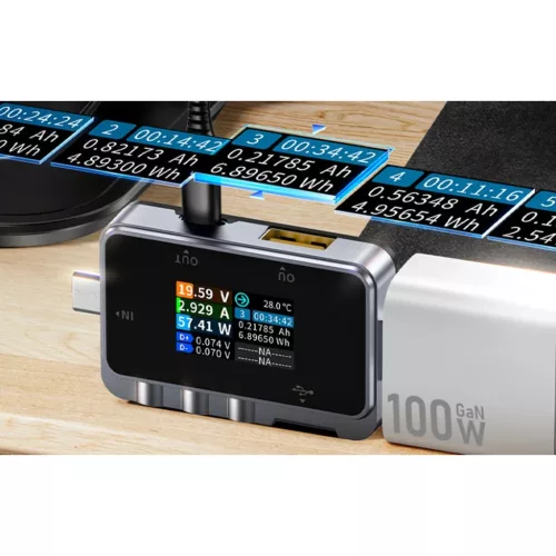 FNIRSI FNAC-28 2 az 1-ben USB teszter USB-C USB-A-5907085527208 4 kép