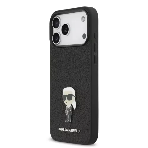  iPhone 17 Pro Max Black Karl Lagerfeld Fixed Glitter Metal Ikonik tok-3666339549640 2 kép