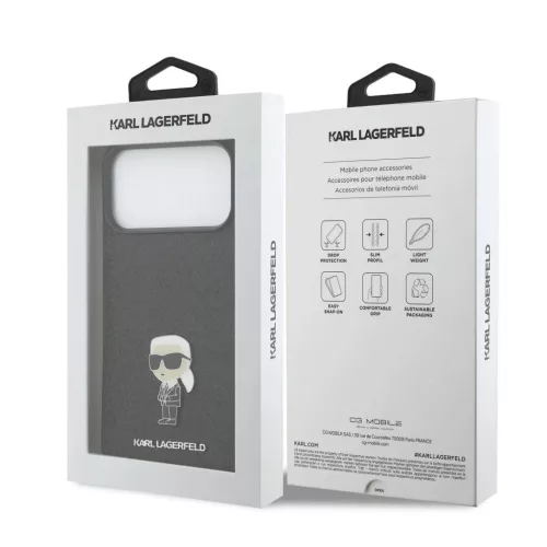  iPhone 17 Pro Max Black Karl Lagerfeld Fixed Glitter Metal Ikonik tok-3666339549640 7 kép