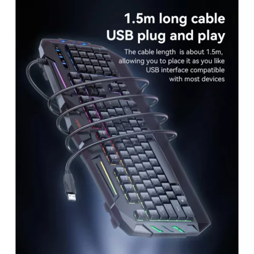 Vezetékes Gaming Billentyűzet Yesido KB21, RGB, 1,5m, Fekete-6942314403051 3 kép