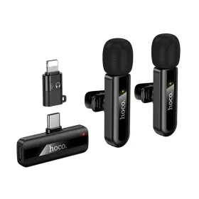 Vezeték nélküli mikrofon Hoco L20A, USB-C / Lightning, 2-Pack, Feke-6942007655507 1 kép