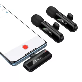 Vezeték nélküli mikrofon Hoco L20A, USB-C / Lightning, 2-Pack, Feke-6942007655507 2 kép