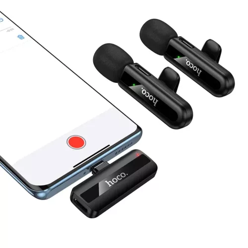 Vezeték nélküli mikrofon Hoco L20A, USB-C / Lightning, 2-Pack, Feke-6942007655507 2 kép