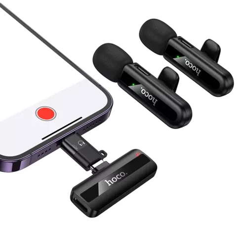 Vezeték nélküli mikrofon Hoco L20A, USB-C / Lightning, 2-Pack, Feke-6942007655507 3 kép