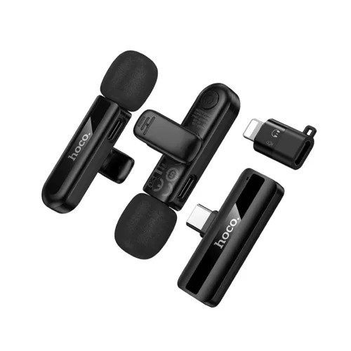 Vezeték nélküli mikrofon Hoco L20A, USB-C / Lightning, 2-Pack, Feke-6942007655507 4 kép