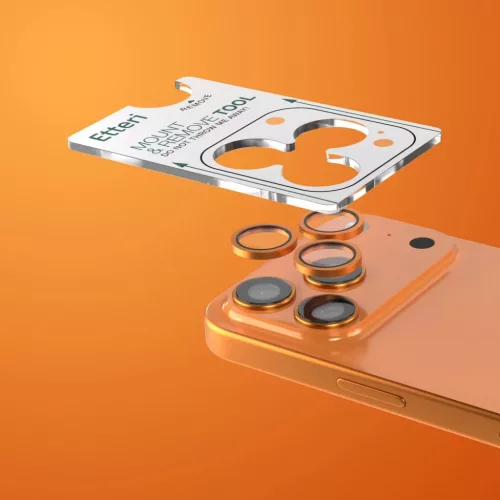 iPhone 17 Pro / 17 Pro Max kamera lencsevédő narancssárga üvegfól-5907674500582 3 kép