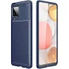 Samsung Galaxy A12 Armored szénszál mintájú TPU tok kék