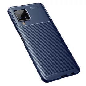 Samsung Galaxy A12 Armored szénszál mintájú TPU tok kék-5902429901997 2 kép