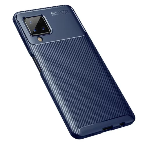 Samsung Galaxy A12 Armored szénszál mintájú TPU tok kék-5902429901997 2 kép