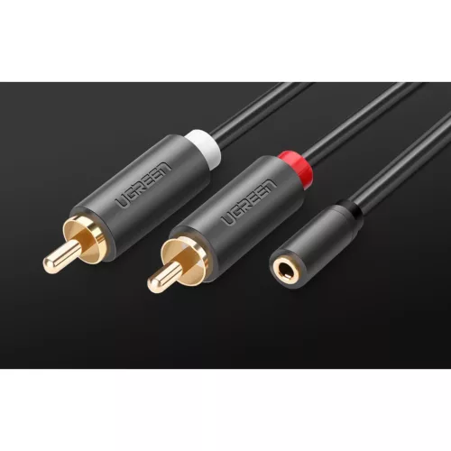  2xRCA kábel (Cinch) jack 3.5 mm 25cm fekete UGREEN AV102-6957303815616 2 kép