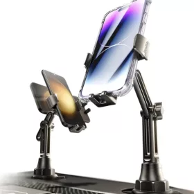   Autós tartó Lisen YL0223070048 - pohártartóba, univerzális, állítható, rázkódásmentes, telefonhoz és tablethez 12.9"-ig - fekete