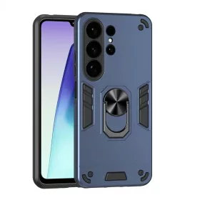 Samsung Galaxy S26 Ultra Ütésálló Fém Gyűrűs Telefon Tok (Kék)- 1 kép