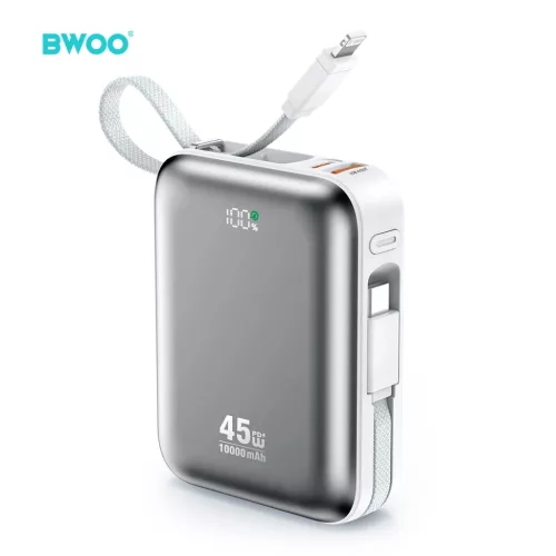 BWOO power bank P77 45W, 10000 mAh USB-C és Lightning kábellel, szü-6933654816953 2 kép