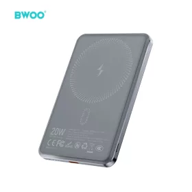 BWOO Ultra Slim Power Bank 5000mAh mágneses töltéssel P79 Szürke-6933654817486 1 kép