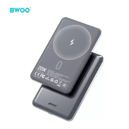 BWOO Ultra Slim Power Bank 5000mAh mágneses töltéssel P79 Szürke-6933654817486 2 kép