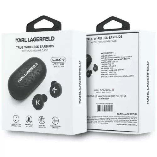 Karl Lagerfeld Saffiano Logo ENC fekete TWS vezeték nélküli fülhal-3666339609962 5 kép