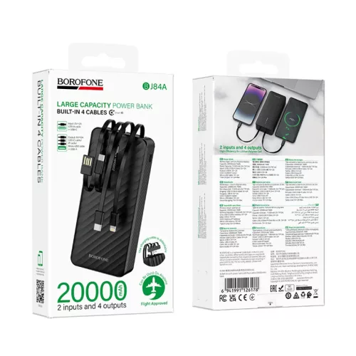 Borofone Power Bank 20000mAh BJ84A Smooth - USB - USB, Type C, Lightni-6941991126178 9 kép