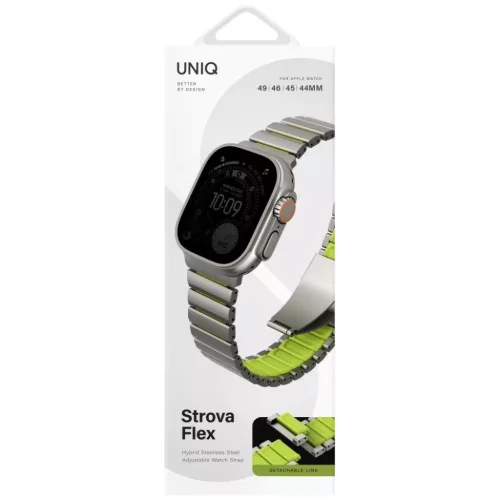 Apple Watch UNIQ Strova Flex Szíj 44/45/46/49mm Ezüst Limo-8886463697832 2 kép
