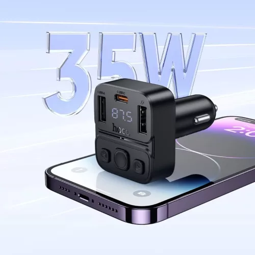 Hoco E87 bluetooth autós adó USB A + USB C QC PD 35W fekete-6942007658980 7 kép