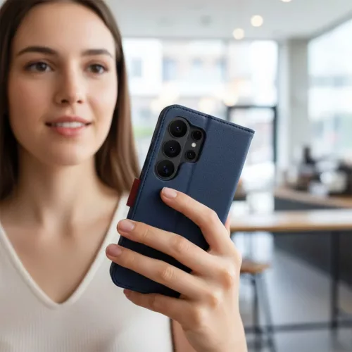 Xiaomi Redmi Note 15 5G split könyvtok tengerészkék-piros-5903396456275 6 kép