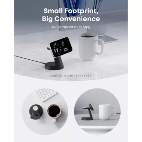 Anker MagGo 3in1 vezeték nélküli töltőállomás, 15W, 1.67A, feke-194644206765 3 kép