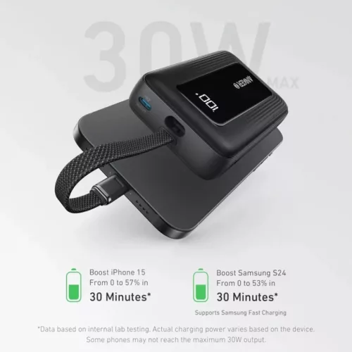 Powerbank Anker Zolo, 20000mAh, 30W, QC + PD, Fekete A1689H11-194644200442 2 kép