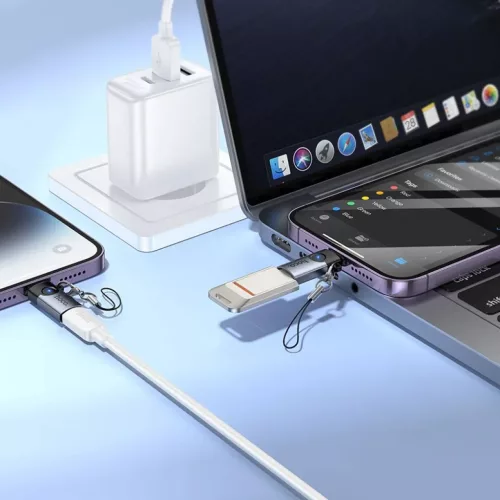 Hoco UA46A OTG Lightning - USB-C adapter 2A szürke-6942007675635 8 kép