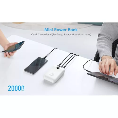 Veger S20 (W2081) PD QC3.0 2A 22,5W 20000 mAh fehér Powerbank-6977525753329 3 kép