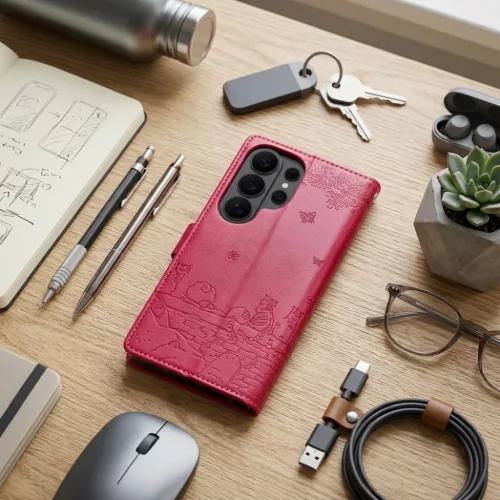 Xiaomi Redmi Note 15 5G MEZZO könyvtok macskás piros tok-5903396457784 3 kép