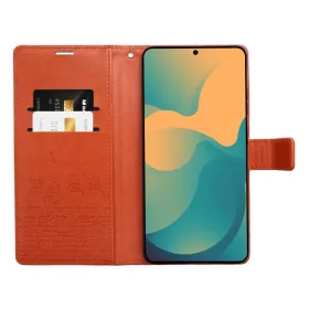 Samsung Galaxy A57 MEZZO könyvtok macskás barna tok-5903396457876 2 kép