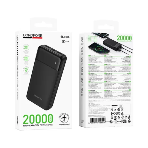 Borofone Power Bank 20000mAh BJ88A Clever - 2xUSB - fekete-6941991126994 6 kép