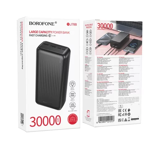 Borofone Power Bank 30000mAh BJ78B Clever - 2xUSB - fekete-6941991121517 9 kép