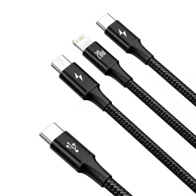  Micro USB Type-C - Lightning/ USB Type-C/ Micro USB kábel 1.5m fekete Baseus Rapid 3in1 (CAMLT-SC01)
