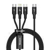 Micro USB Type-C - Lightning/ USB Type-C/ Micro USB kábel 1.5m fekete-6953156204294 2 kép
