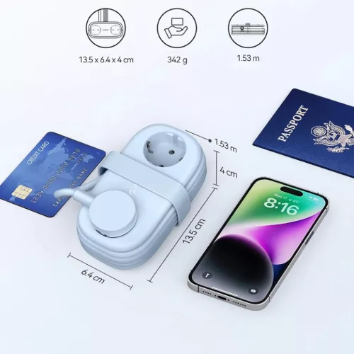 Orico AP3 65W GaN 6in1 hálózati elosztó 2x AC + 2x USB-A + 2x USB-C-6942227174574 4 kép