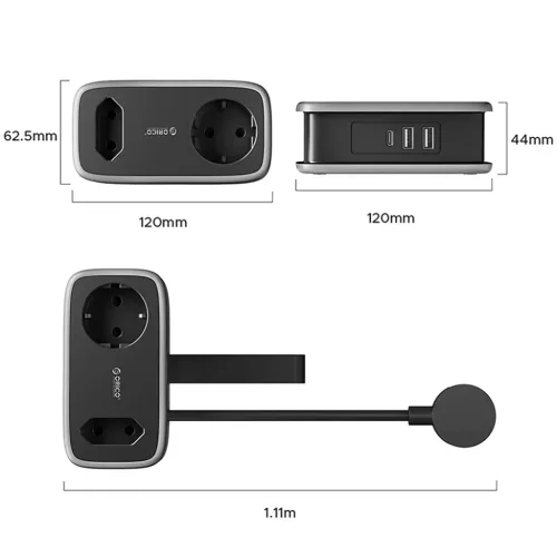 Orico AP3 65W GaN 6in1 hálózati elosztó 2x AC + 2x USB-A + 2x USB-C-6942227174598 4 kép