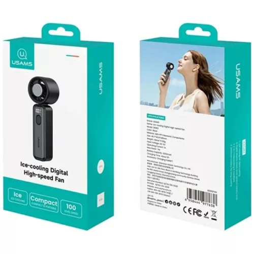 USAMS Ice-Cooling digitális nagysebességű ventilátor 2000mAh feket-6958444977638 7 kép