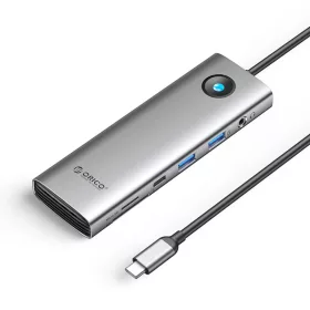   Orico PW11 9in1 USB-C Dokkoló Állomás 2x USB-A 3.0 1x USB-C 3.0 1x USB-C PD 100 1x HDMI 4K 60Hz 1x microSD/SD 1x RJ45 2.5G Ethernet 1x Audio 3.5 mm - Szürke