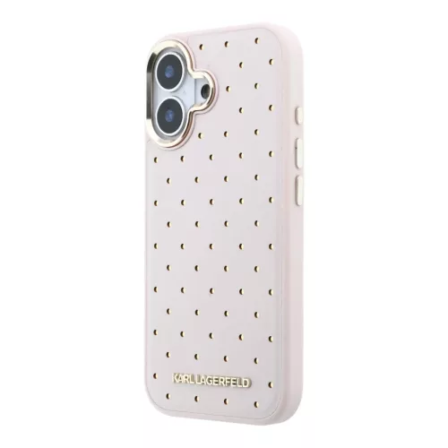  iPhone 17 Pink Karl Lagerfeld PU Perforated Gold Dots MagSafe tok-3666339625924 2 kép