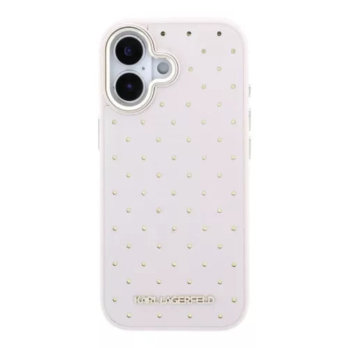  iPhone 17 Pink Karl Lagerfeld PU Perforated Gold Dots MagSafe tok-3666339625924 3 kép