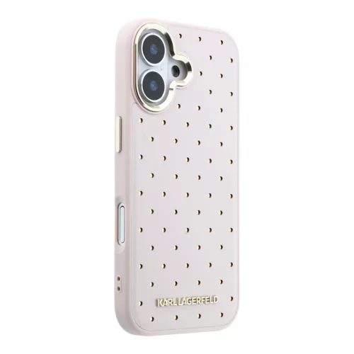  iPhone 17 Pink Karl Lagerfeld PU Perforated Gold Dots MagSafe tok-3666339625924 4 kép