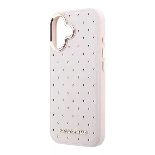  iPhone 17 Pink Karl Lagerfeld PU Perforated Gold Dots MagSafe tok-3666339625924 5 kép