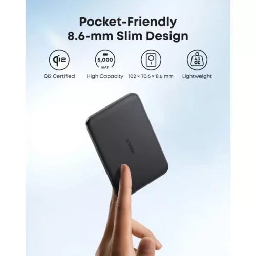 Powerbank Anker Nano, 5000mAh, 20W, PD + FQI, Fekete A1665H11-194644235475 3 kép