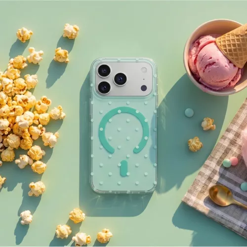 iPhone 15 Bubble Dots Mag zöld tok-5908067004472 5 kép